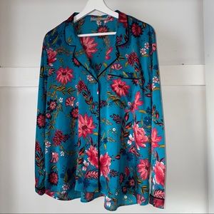 Loft: Flowery Satin Blouse